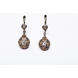 PENDANT EARRINGS WITH DIAMONDS AND SAPPHIRES ... 