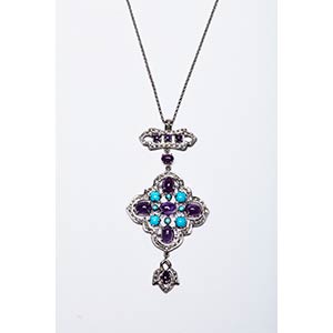 COLLIER WITH TURQUOISE AND AMETHYST  ... 