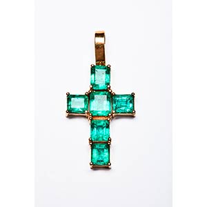 CROSS PENDANT  WITH  COLOMBIAN  EMERALDS  ... 