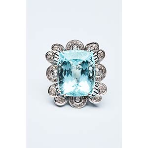 FLOWER RING  WITH AQUAMARINE  Handcrafted  ... 