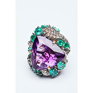 SNAKE RING WITH  AMETHYST  Handcrafted  ring ... 