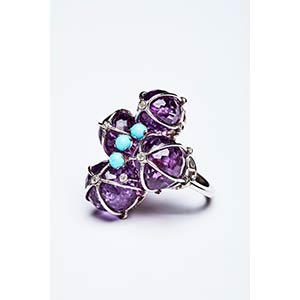 RING WITH AMETHYST SPHERES  ... 