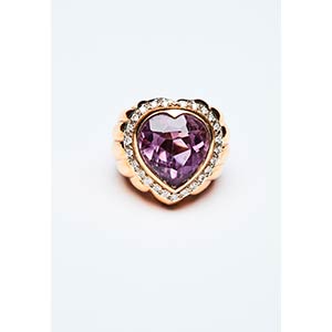 AMETHYST HEART RING  Ring made in Italy in ... 