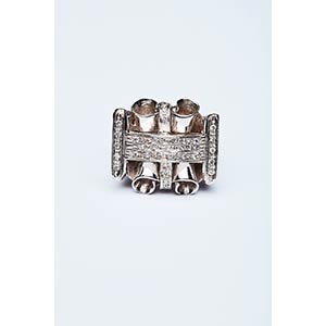 ART DECO RING  WITH DIAMONDS  Handcrafted ... 