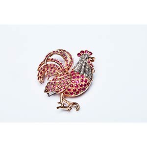 ROOSTER BROOCH 1950s  Handcrafted brooch ... 