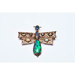 DRAGONFLY BROOCH WITH OPALS    Handcrafted ... 