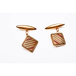 GUILLOUCHE CUFFLINKS IN YELLOW GOLD AND ... 