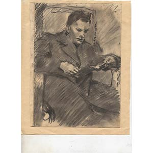 ANONYMOUS  Reading man, 50s Charcoal on ... 