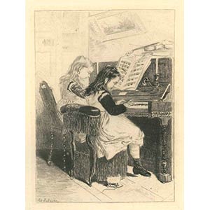 Adolphe Lalauze  Piano Lesson Black and ... 
