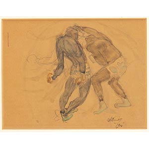 ANONYMOUS  Boxers, 1910 Watercolour on ... 