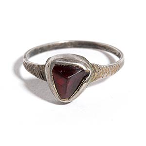 Reinassance Silver Ring with Red Glass, 15th ... 