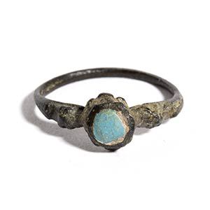 Reinassance Bronze Ring with Turquese Glass, ... 