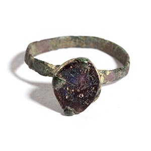 Reinassance Bronze Ring with Violet Glass, ... 