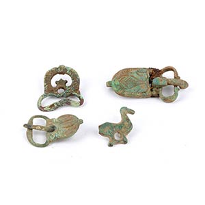 Group of Four Lombards Bronze Belt-Buckles, ... 