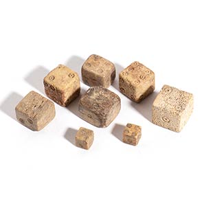 Group of Eight Roman Bone Gaming Dices, 1st ... 