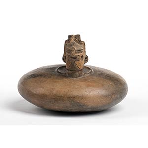 Stirrup-spouted bottle with Human Head, ... 