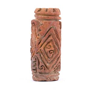 Terracotta cylindrical pintadera, Colombia ... 