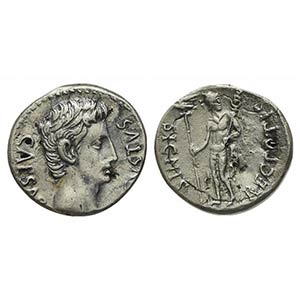 Augustus (27 BC-AD 14), Fourrèe Denarius, ... 