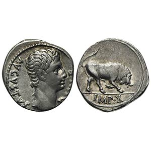 Augustus (27 BC-AD 14), Denarius, Lugdunum, ... 
