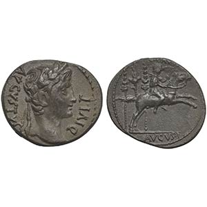 Augustus (27 BC-AD 14), Denarius, Lugdunum, ... 