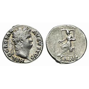 Nero (54-68), Denarius, Rome, c. 65-6. AR (g ... 