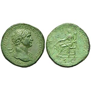 Trajan (98-117), Sestertius, Rome, 112-4. AE ... 