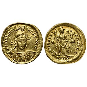 Honorius (393-423), Solidus, Constantinople, ... 
