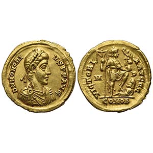 Honorius (393-423), Solidus, Mediolanum, ... 