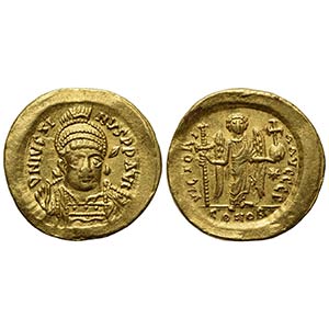 Justin I (518-527); AV Solidus (g 4,50; mm ... 