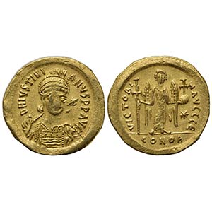 Justinian I (527-565); AV Solidus (g 4,48; ... 