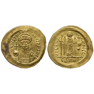 Justinian I (527-565); AV Solidus (g 4,47; ... 