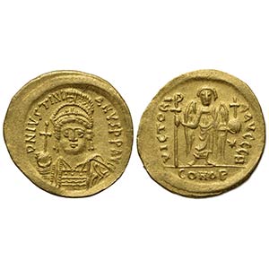 Justinian I (527-565); AV Solidus (g 4,48; ... 