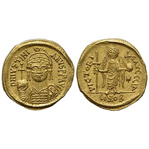 Justinian I (527-565); AV Solidus (g 4,47; ... 