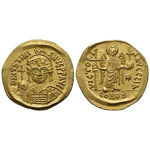 Justinian I (527-565); AV Solidus (g 4,45; ... 