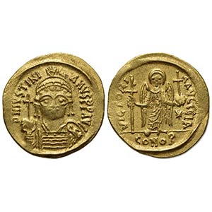 Justinian I (527-565); AV Solidus (g 4,40; ... 