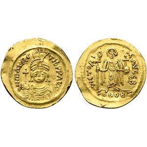 Maurice Tiberius (582-602); AV Solidus (g ... 
