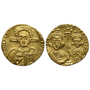 Justinian II with Tiberius (Second reign, ... 