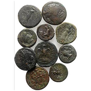 Lot of 10 Greek Æ coins, including Magna ... 