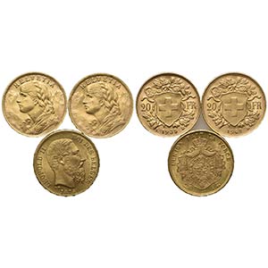 Lot of 3 World AV coins, including Belgium ... 