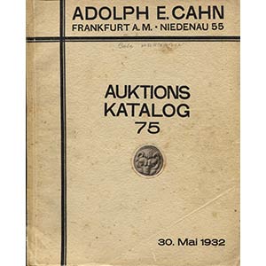 CAHN A. – Auktions Katalog 75. Antike ... 