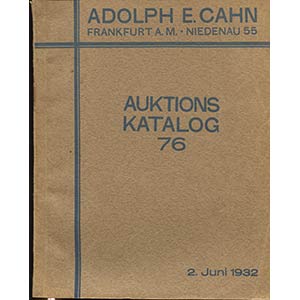 CAHN A. – Auktions Katalog  76. ... 