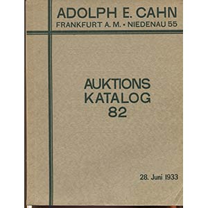 CAHN A. – Auktions Katalog 82. I teil, ... 
