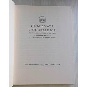 Blades W. Numismata Typographica The ... 