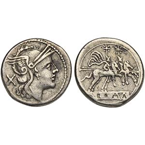 Anonymous, Denarius, Rome, 211-208 BC. AR (g ... 