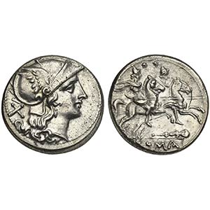 Club seris, Denarius, Rome, 208 BC. AR (g ... 