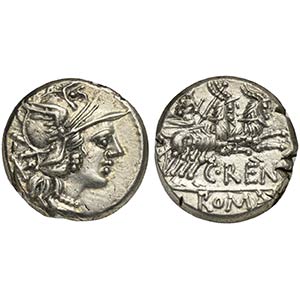 C. Renius, Denarius, Rome, 138 BC. AR (g ... 