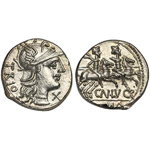 Cn. Lucretius Trio, Denarius, Rome, 136 BC. ... 