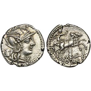 M. Marcius Mn.f., Denarius, Rome, 134 BC. AR ... 