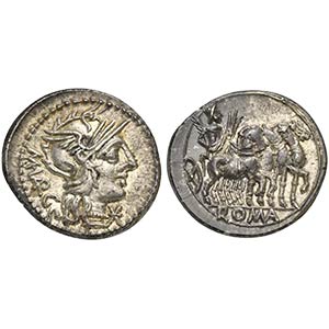 M. Vargunteius, Denarius, Rome, 130 BC. AR ... 