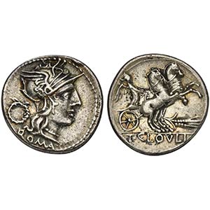 T. Cloelius, Denarius, Rome, 128 BC. AR (g ... 